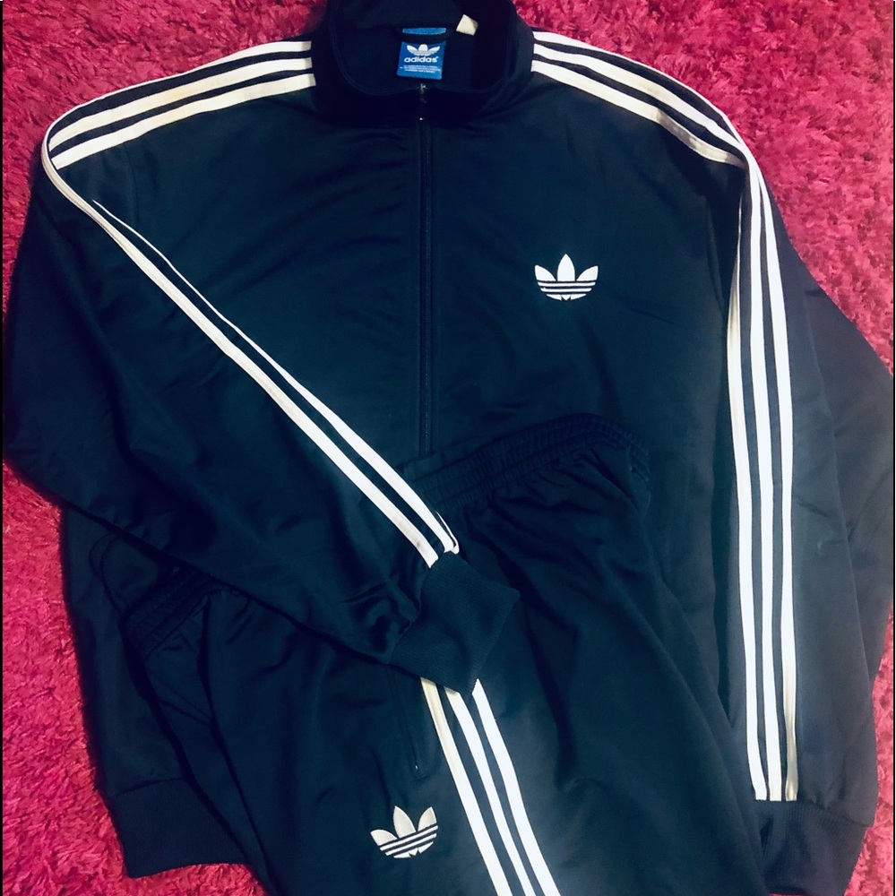 2Pc MEN'S ADIDAS NAVY BLUE POLYESTER TRACK SET 2XL